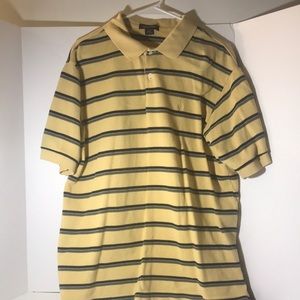 Nautica polo size large short sleeves yellow black gray stripes top